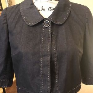 Ann Taylor Loft 4P Cropped Jacket Blue denim-like